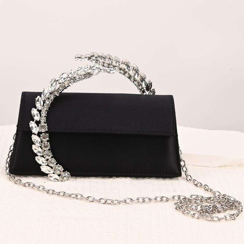 Trendy Rhinestone-Encrusted Satin Handbag Clutch Rhinestone Evening 2025 New Women's Bag