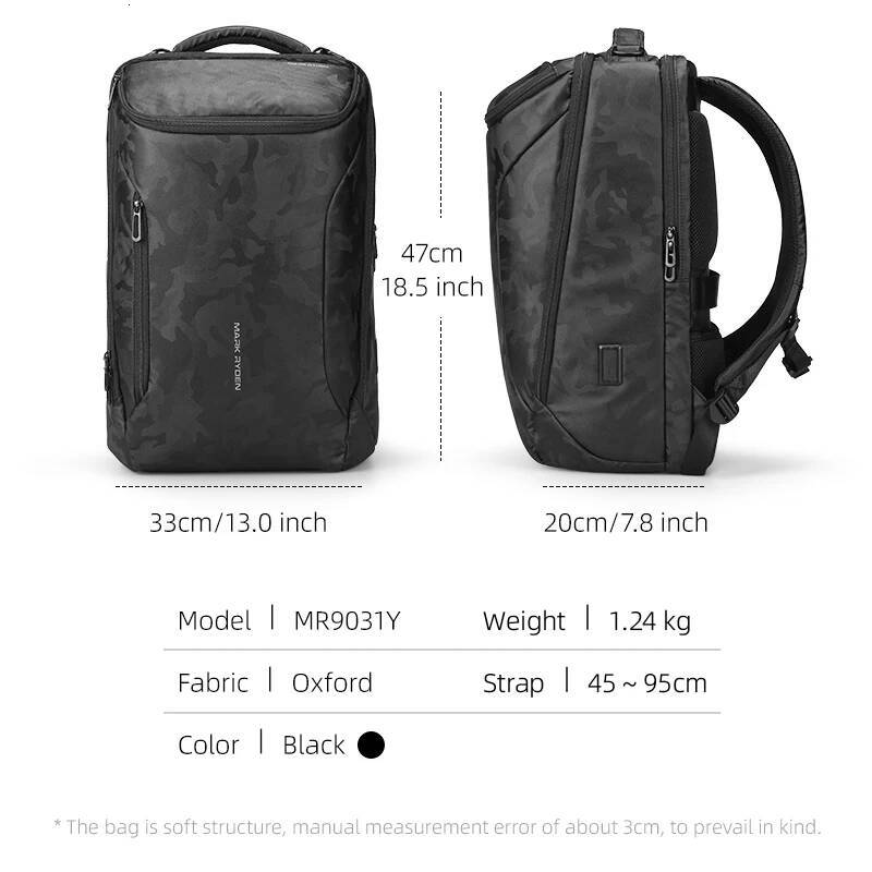 MARK RYDEN Business for Men, Waterproof High Tech Backpack with Sport Car Shape Design and USB Charging Port, Travel La high-quality