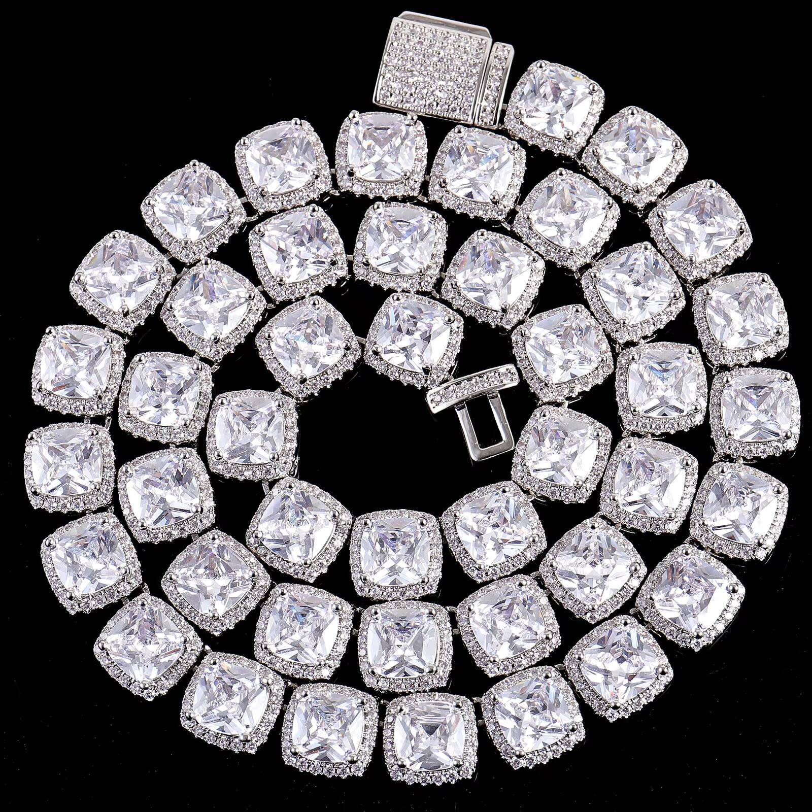 Wholesale 8mm Silver Gold Iced Out Hop Tennis Link Chain Fashion Moissanite Necklace for Men