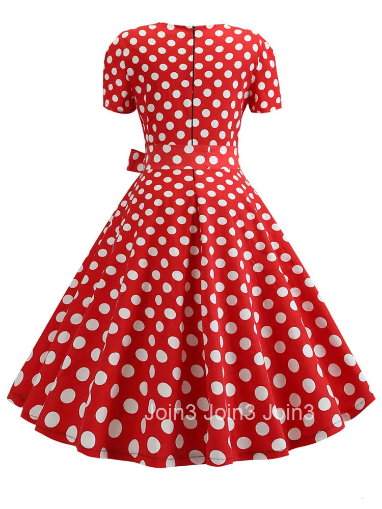 Womens Polka Dot Summer Midi Dress Square Collar Short Sleeve Elegant Vintage Casual Party Holiday Wear