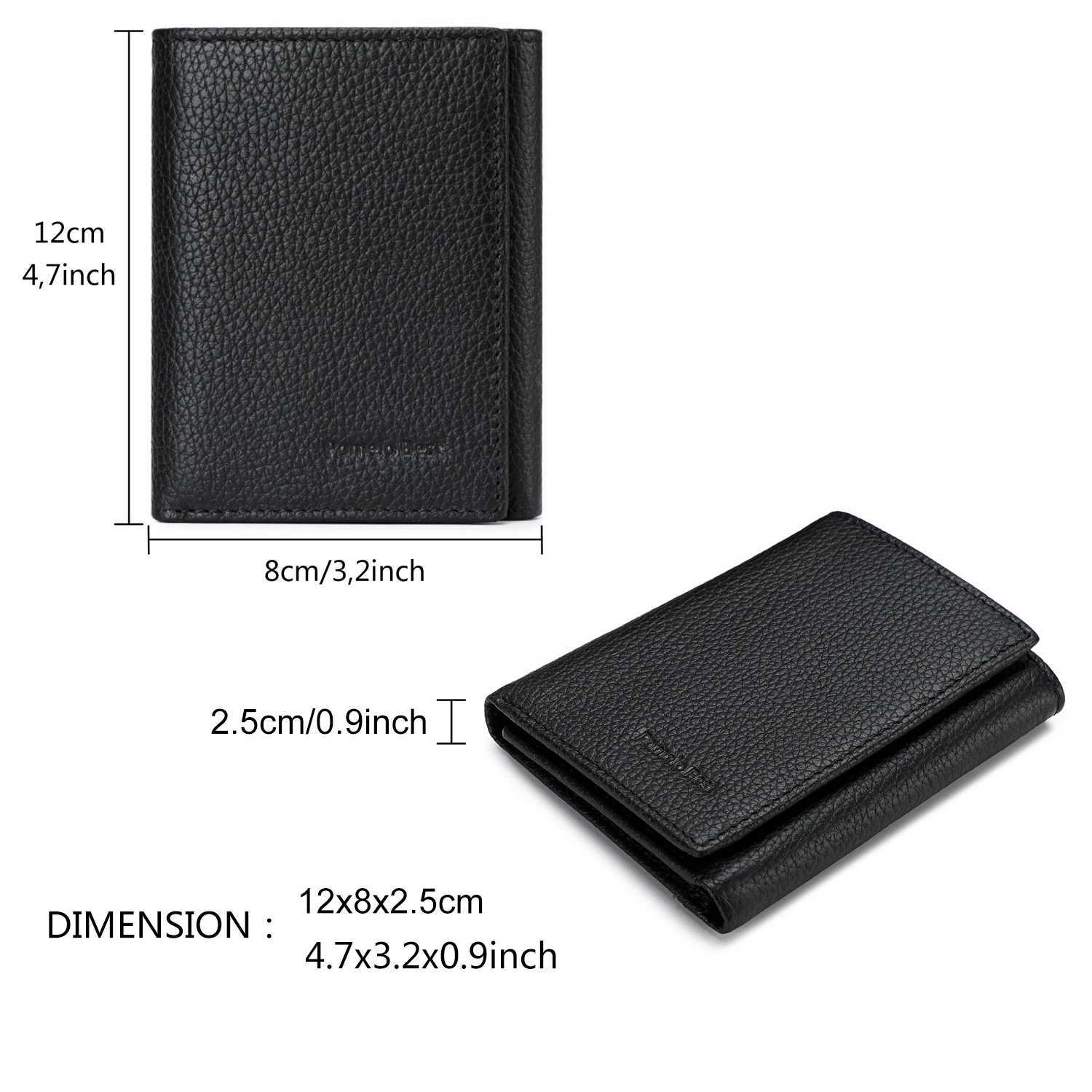 Mens minimalist wallet mens tri-fold wallet with RFID shielded genuine leather wallet and packaging box XJ250806