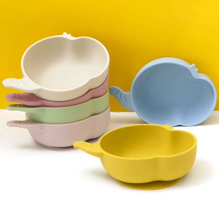 Baby Bowls Plates Silicone Suction Feeding Food Tableware BPA Free Non-Slip Cartoon Shape Baby Dishes Newborn Supplies X250806