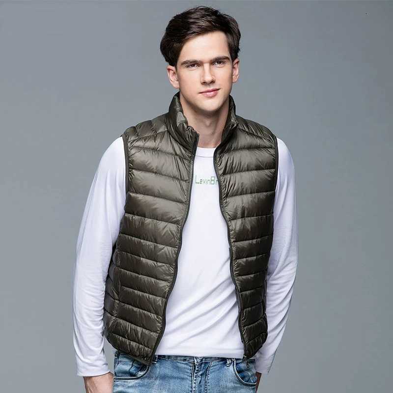 90% White Duck Down Vest Portable Ultra Light Sleeveless Jacket Portable Mens Vest New Mens Winter Sleeveless Jacket 2024 W250806