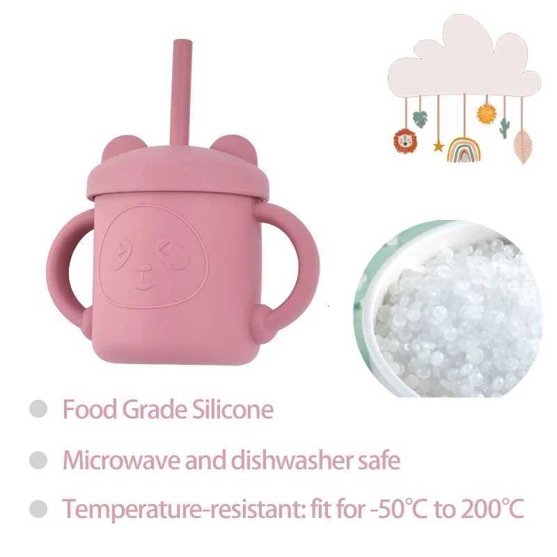 2025 Baby Feeding Drinkware Straw Cup Baby Cartoon Learning Feeding Cup Food Grade Silicone Toddler Water Bottle Tableware BPA Free X2508061