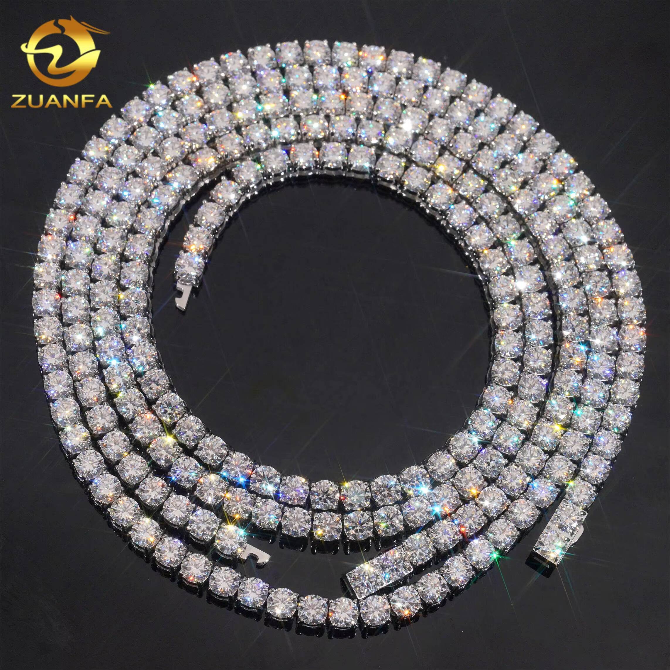 Ready to Ship No Tarnish 4mm 5mm Tennis Chain 925 silver Pass Tester Vvs Moissanite Diamond Tennis Chain