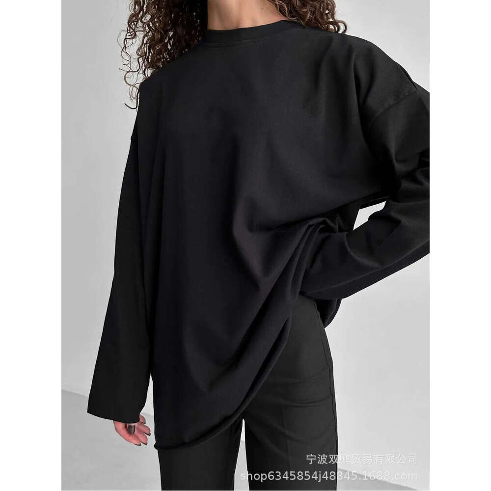 Spring And Autumn New Style Pure Cotton Long Sleeve T-Shirt For Women Handmade Frayed Loose Top 3316 B5