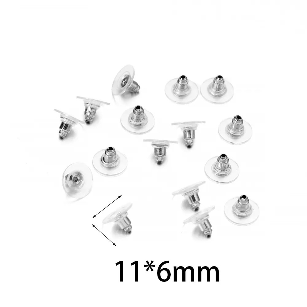100Pcs Rubber Earring Backs Post Nuts Silicon Steel Earnuts Stud Back for DIY Jewelry Making Accessories 250804