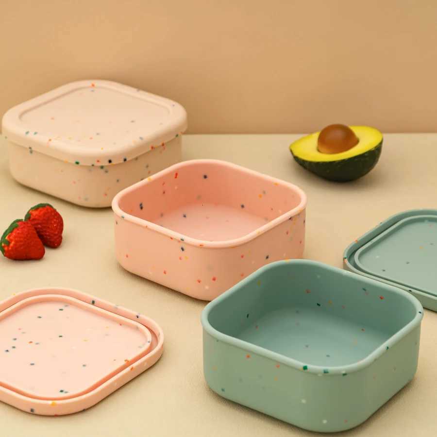 1PCS Silicone Feeding Bowl With Lid Kids Dishes Plate BPA Free Reusable Silicone Lunch Box Microwaveable Lunch Box Baby Supplies X250806