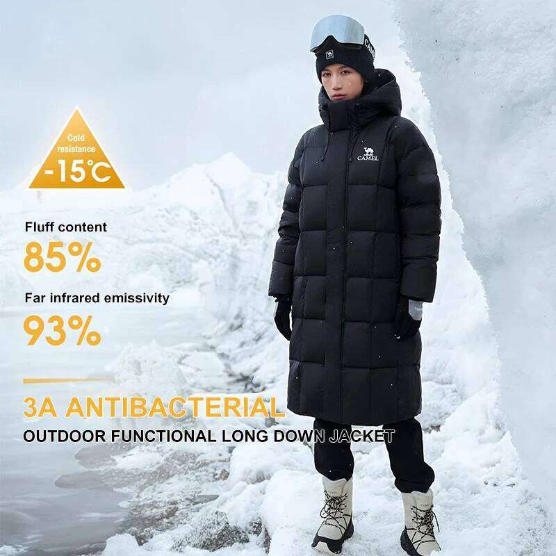 GOLDEN CAMEL Outdoor Long Down Jackets Women 3A Antibacterial Water- Windproof Graphene Coats for Men 2024 Winter