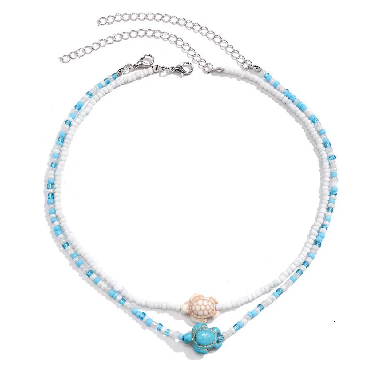 Layered Beads Chains with Starfish Turtle Choker Necklace for Women Trendy Neckwear 2025 Fashion Jewelry Female Y250805