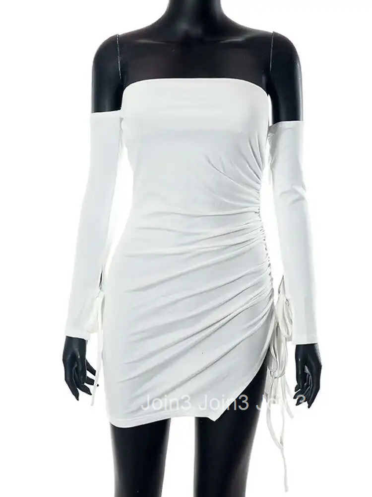 Avrilyaan White Strapless Backless Sexy Dress Women Drawstring Bodycon Summer Dress Vestidos Elegant Night Club Party Dresses