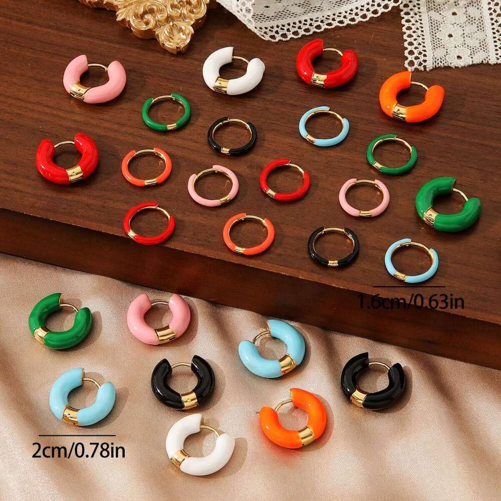 Hot Selling Multi-color Oil Drop Circle Stainless Steel Non-fading Earrings Hoop