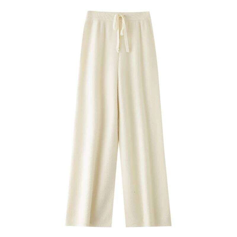 100% Merino Wool Women's Knitted Trousers, Popular, Fashionable, Warm, Wide-Leg Pants, New Autumn And Winter 2024 250806