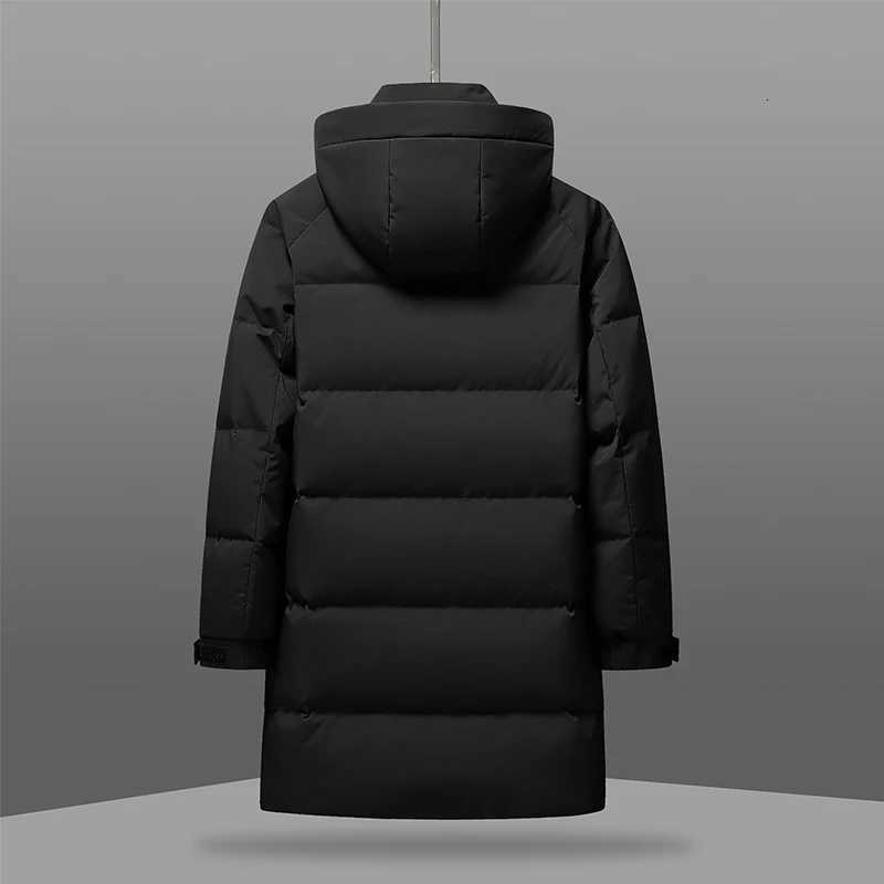 Winter Long Down Jacket Large Size Thick Warm Slim Fashion 90 Duck Down Hooded Winter Coat 2024 New Mens Wear W250806