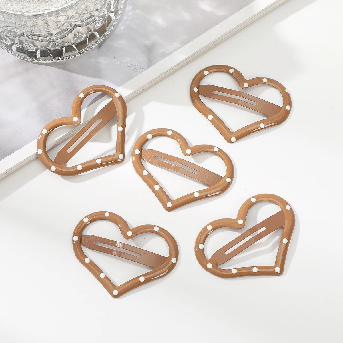 AWAYTR Speckled Star Heart Hairpin Printed Alloy Hair Clips Valentine Headwear Girl Hair Accessories Festival Gift 250730