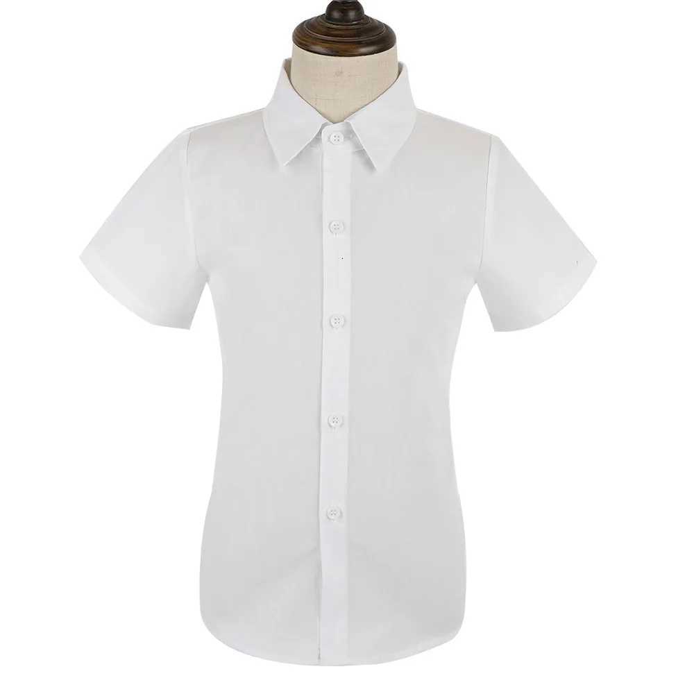 Boys Summer T Shirts Kids White Baptism Shirt Baby Boy Birthday Photography Performance Shirt Teenage Child School Formal Blouse X250806