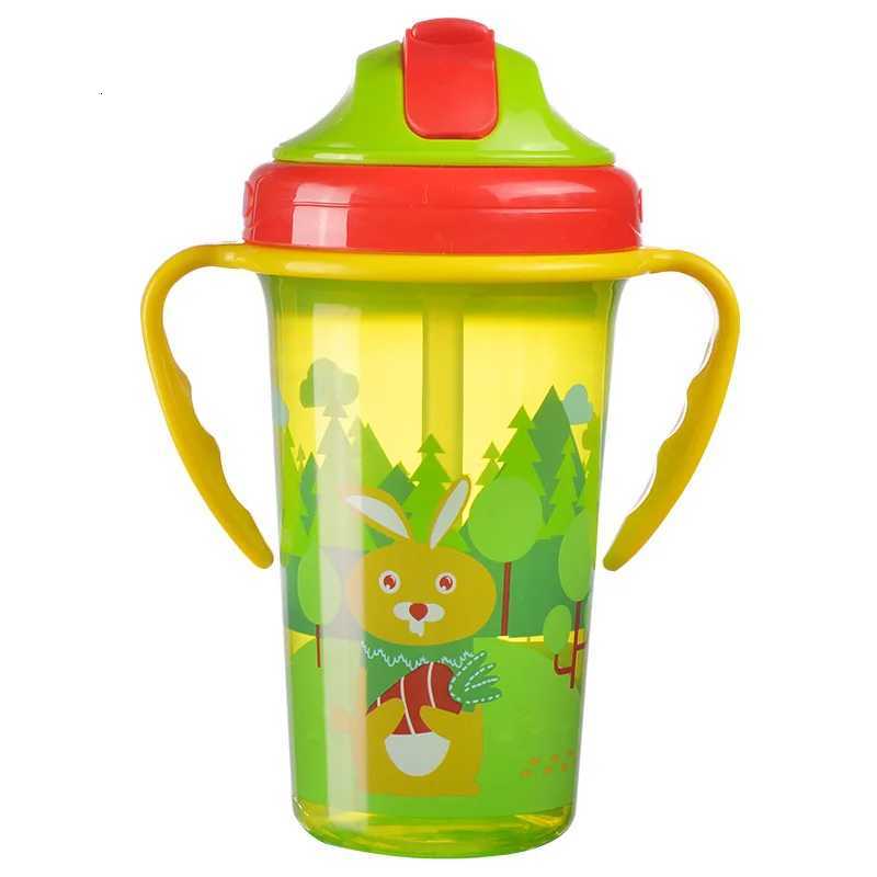 Cartoon Baby Feeding Cup with Straw BPA Free Portable Bottle Leak Proof Handle Kids Training Sippy Cups Childrens Drinking Cup X250806