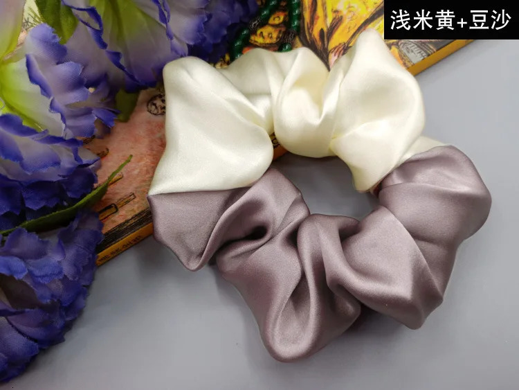 100% pure silk hair band Double color Scrunchies Women Fashion Elegant hair rope lady head flower 250730