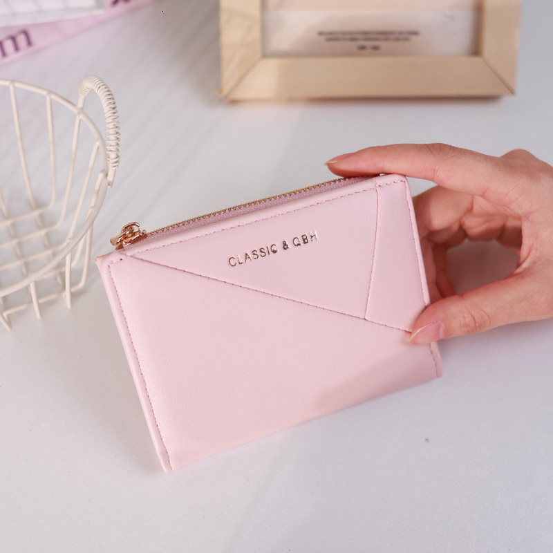 New Women's Ins Style Simple Elegant Short Wallet Diagonal Design Multiple Card Slots Coin Purse for Women