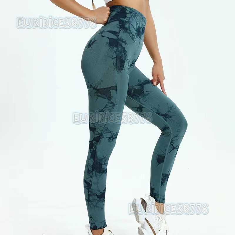 Plus Size Tie-dye Sports Fitness Pants for Women High Waist Peach Hip Lift Outdoor Jacquard Running Yoga Pants Slim Fit H250806