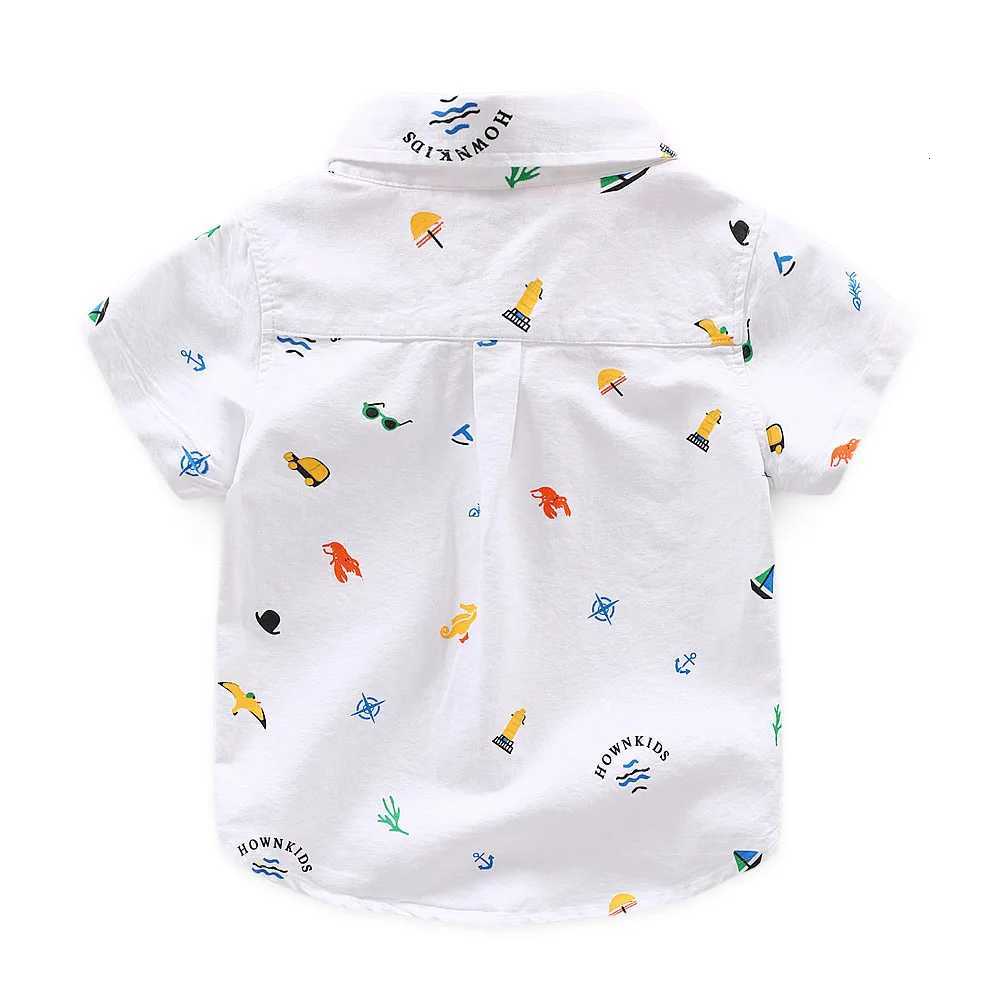 2 3 4 5 6 Years Boys Short Sleeve Collar Shirt Summer Childrens Clothing Cotton Toddler Kids Cartoon Printed Casual Tops X250806