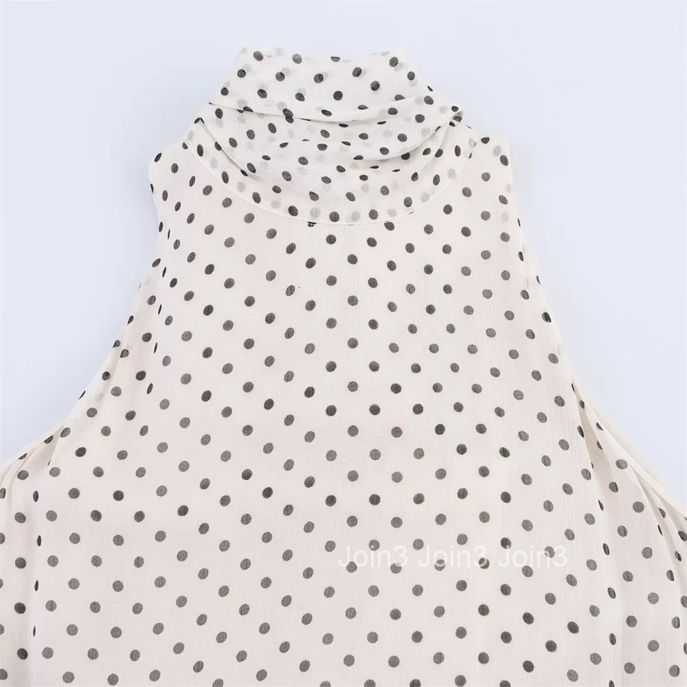 PB ZA Sleeveless Halter Neck Polka Dot Dress for Women Asymmetrical Hem Stylish and Elegant for Summer and Parties