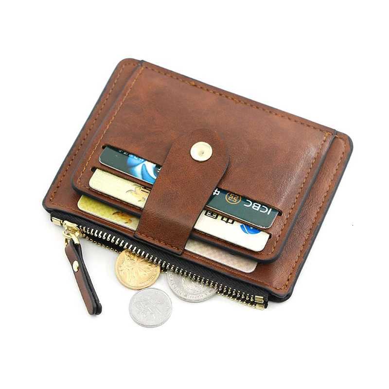 Small Fashion Credit ID Card Holder Slim Leather Wallet With Coin Pocket Man Money Bag Case For Men Mini Women Business PurseXJ250806