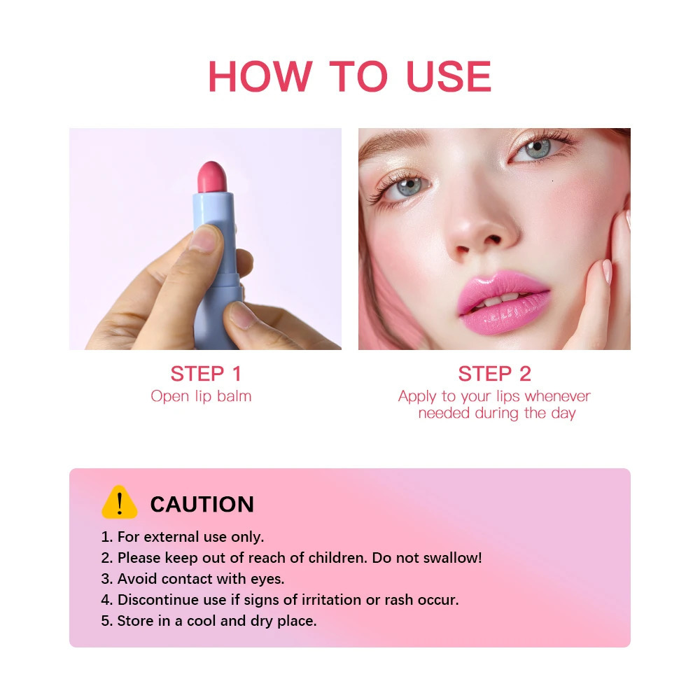 Lakerain 3 Colors Glass Lip Balm Light Cherry Red Lasting Lipstick Natural -cracking Lip Care Beauty Cosmetics 250805