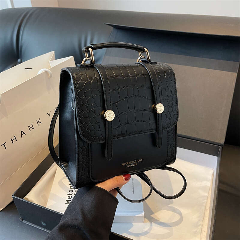 Leather backpack - crocodile leather - embossed texture, high-end niche design, fashionable ideal choice - smart women's work and social occasion