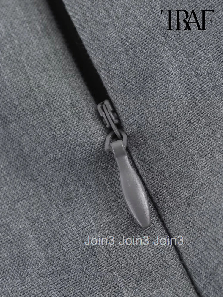 TRAF Womens Fashion Elegant and chic white pleated hem spliced gray dress Sexy Slim round neck sleeveless A-line mini dress