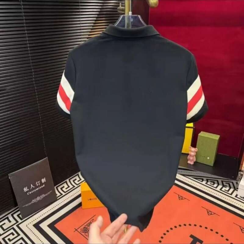 2025 TOYISAN Men's Light Luxury Fashion Casual Summer Short Sleeve Slim Fit Stand Collar Polo Shirt Thin Trendy