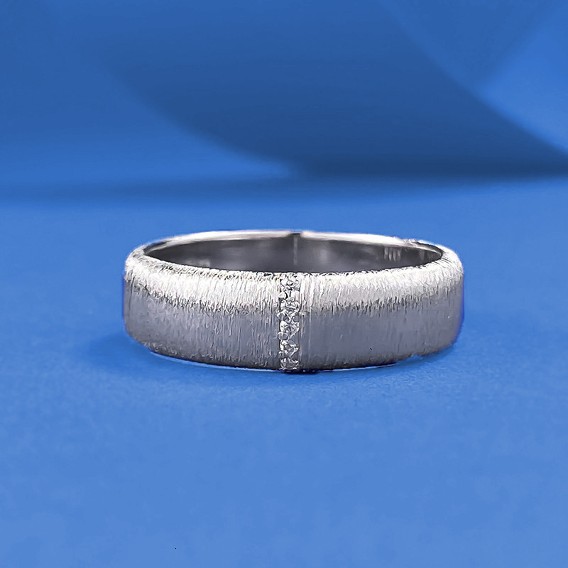 Hui Zhi Wing Jewelry Brushed Rings Handmade Micro Inlay S Silver Gold Plated Couple Stackable Wide Narrow Style