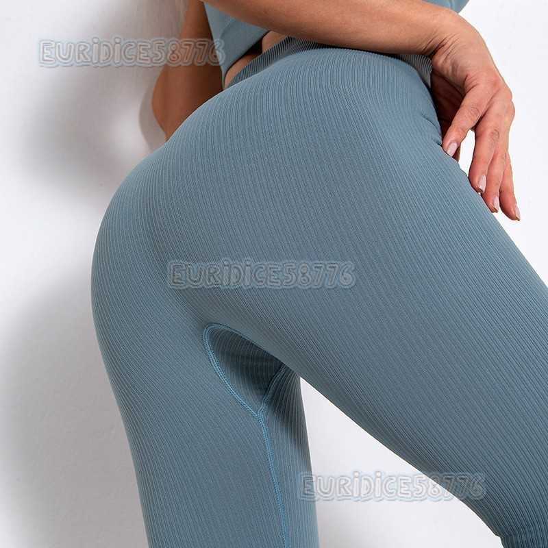 New Style Leggings for Outer Wear Spring Summer Solid Color Stretch Tight Sports Pants Yoga Fitness Threaded Long Pants High Elasticity H250806