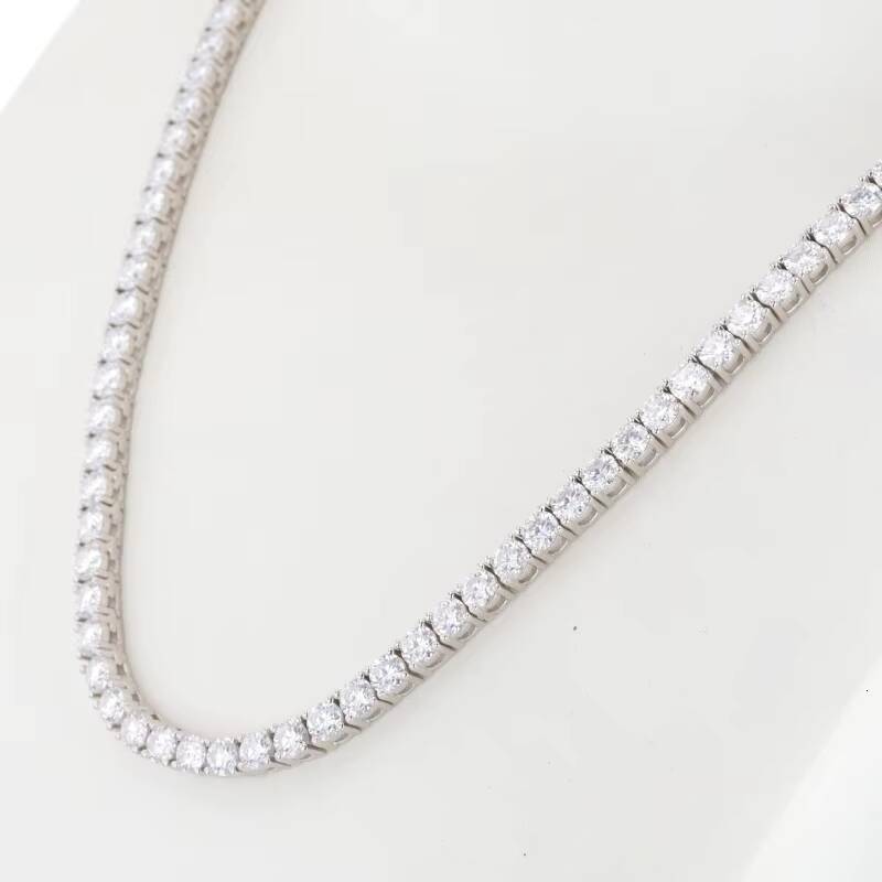 Starsgem Available Designs Wholesale Round Brilliant Cut Moissanite Gemstone Silver Jewelry Tennis Necklaces