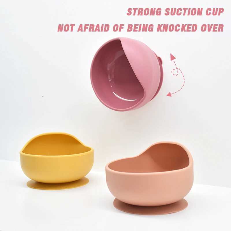 Silicone Baby Bowl Self Feeding Training Snail Bowl Infant Anti Drop Sucker Set With Spoon Set Childrens Feeding Tableware X250806