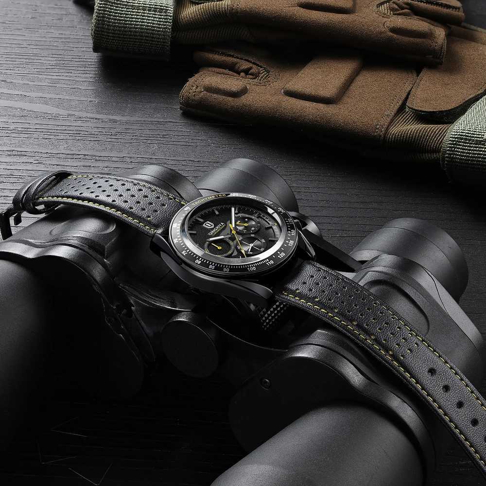 2025 New Mens Chronograph Luxury Quartz Top Brand Fashion Leather Wrist 24 Hours Clock Sport Gift W250806