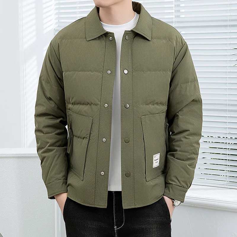 Solid Color Mens Casual Down Jackets 2025 Autumn Winter Outerwear Windproof Single Breasted Warm Puffer Coat Padded Tops Clothing W250806
