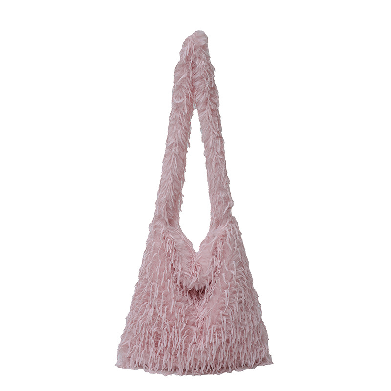 Large Capacity Womens Shoulder Bag with Soft Faux Fur Trim - Perfect for Everyday Use