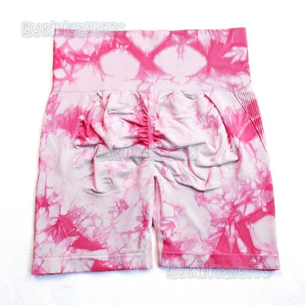 Tie-dye Shorts Sports Fitness Yoga Plaid High Waist Body Shaping Hip Lift Elastic Tight Breathable H250806