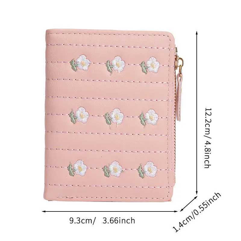 Womens Wallet Multi Pocket Coin Purse Short Fashion Embroidered Flower Pattern Korean Minimalist Multi-Card HolderXJ250806