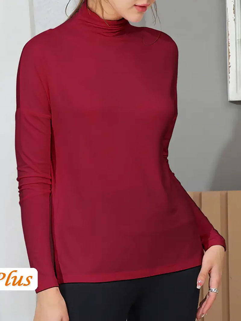 Turtle Neck Long Sleeve Pullover Top Fashionable, comfortable and simple CWTTL992