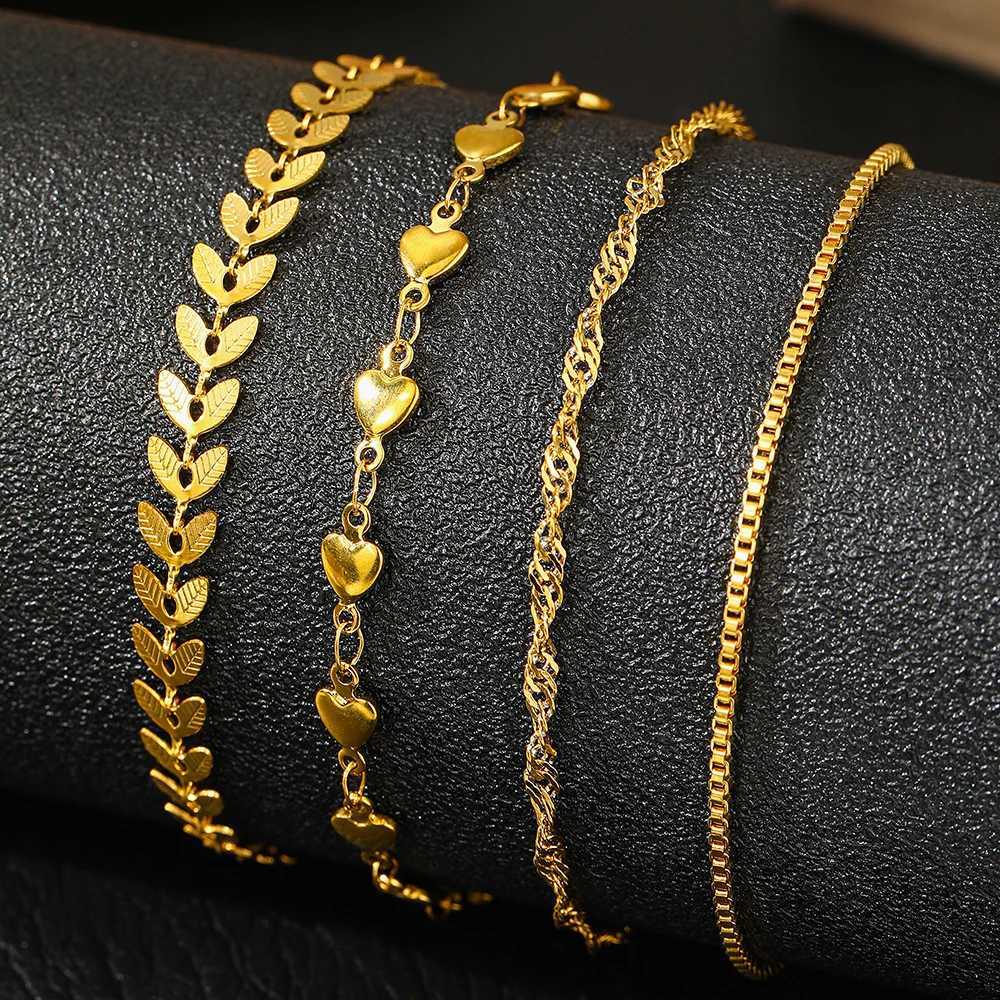 Stainless Steel Anklets Multi Chain Combination Fashionable Atmosphere Peach Blade Anklets For Women Jewelry Popular New Design Y250805