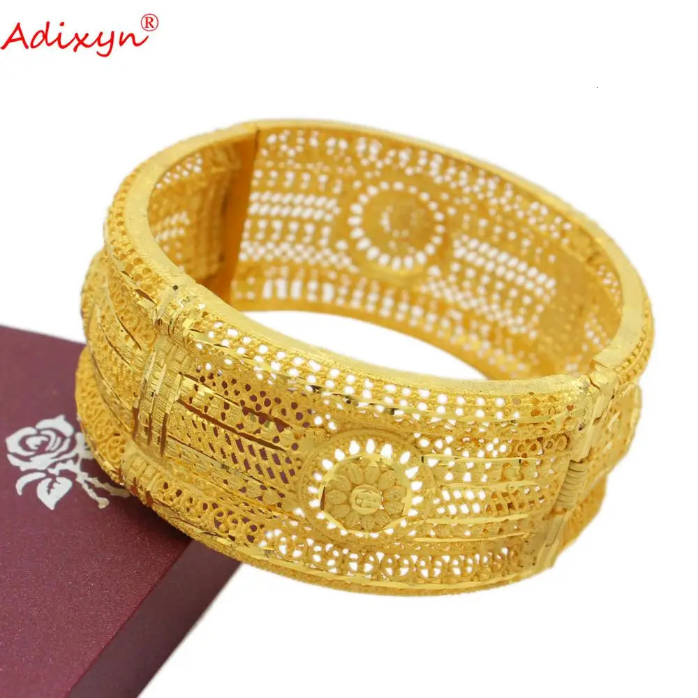 Adixyn Honorable 24k Gold Color Bangle Bracelet For Women Ethiopian African Bridal Wedding Gifts N12072 250805