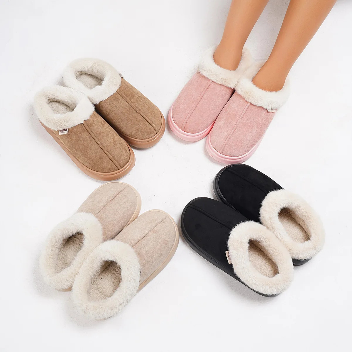 Kidmi Winter Women Shoes Casual House Shoes For Men Outdoor Warm Cotton Shoes For Women Indoor Plush Padded Slippers Female 250731