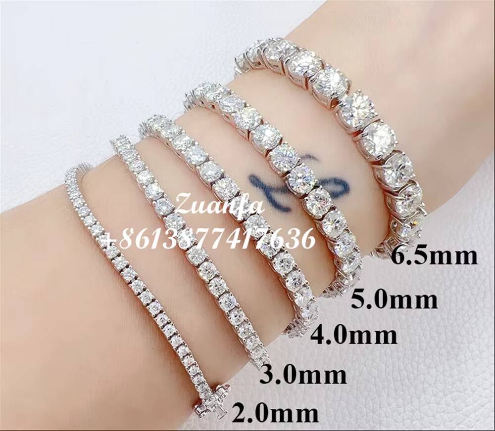 Factory Price 925 Silver 2mm 3mm 4mm 5mm 6mm Diamond Hiphop Jewelry VVS Moissanite Necklace Moissanite Tennis Chain Necklace