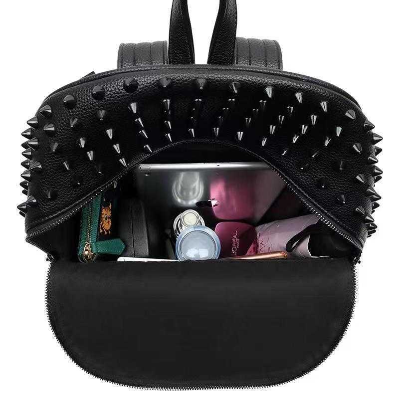 Internet Celebrity Large Capacity Backpack Punk Style Rivet Double Shoulder Bag 250815