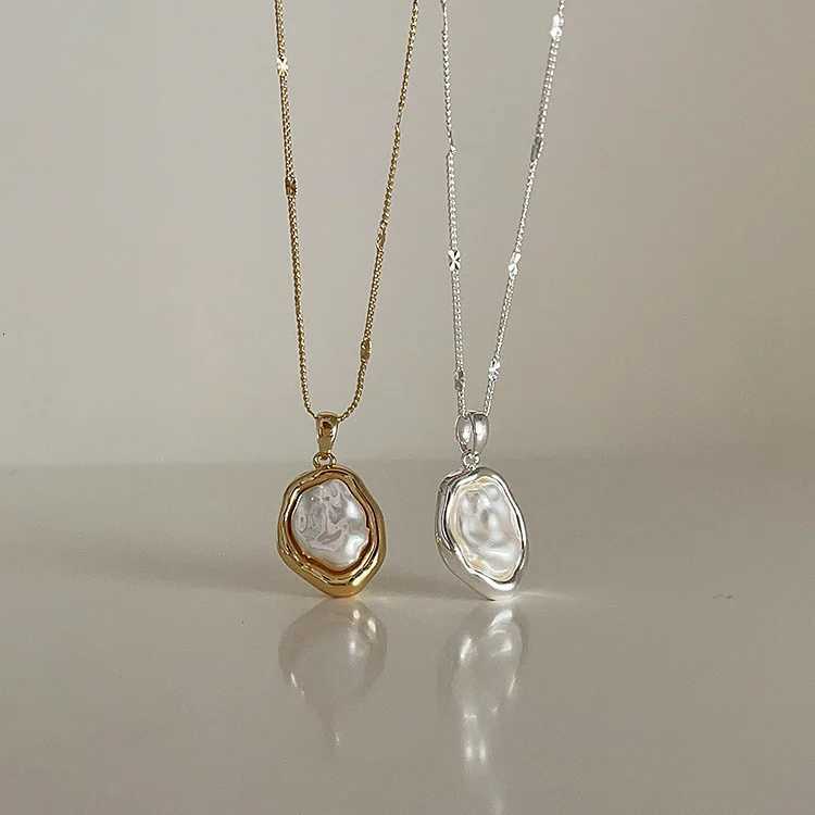Irregular Metal Pearl Necklace for Women Y250805