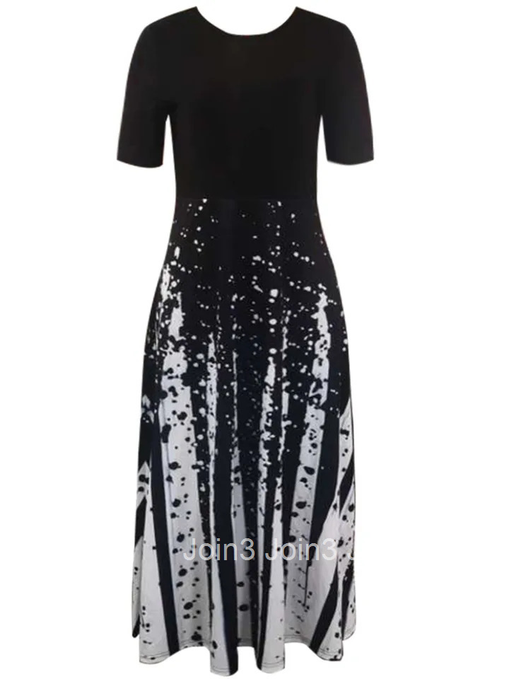 LW Womens Casual dresses short sleeve Pocket Design A Line Dress office Elegant Fashion maxi dress vestido Womens Clothing