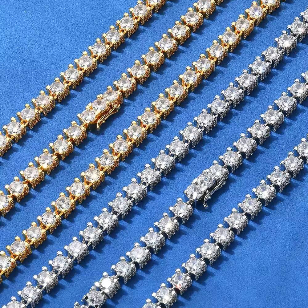 6mm S925 Silver Moissanite Tennis Chain Necklace Customizable Hip Hop Jewelry for Men
