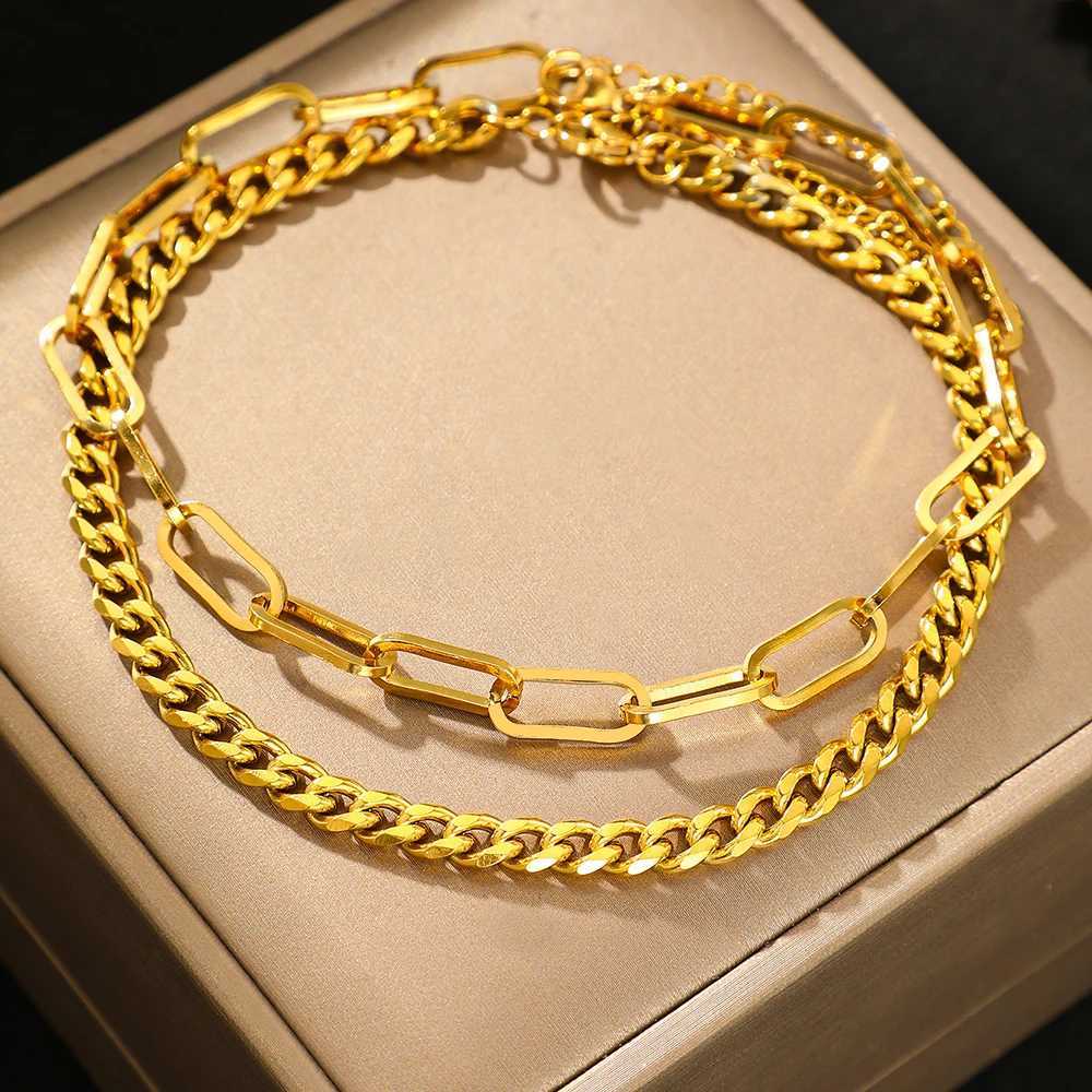 DOTIFI Stainless Steel Fashion Summer Simple Anklet Double Layer Stacked Wear Commuting Personality Daily Female Jewelry Gifts Y250805